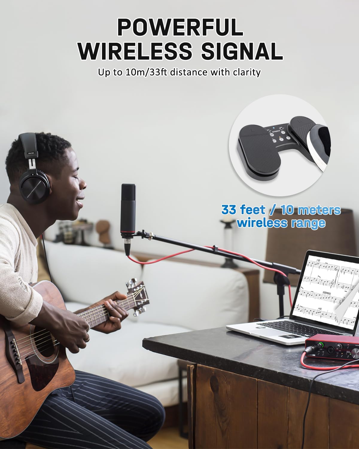 STRICH Wireless Page Turner Pedal for iPad, Rechargeable Foot Pedal, SPT-10
