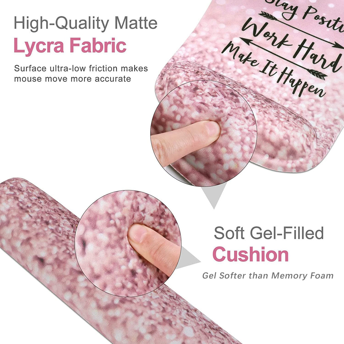 HAOCOO Pink Mouse Pad Support, Keyboard Wrist Rest, Gel Wrist Rest for Computer and Mouse Pad Set