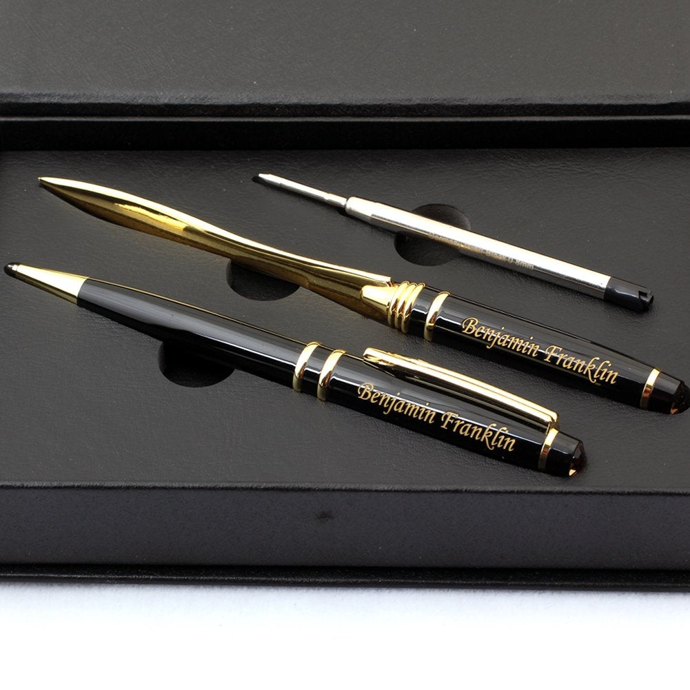 Sotania Custom Engraved Executive Pen Gift Set – Personalized Brass Ballpoint Pen with Matching