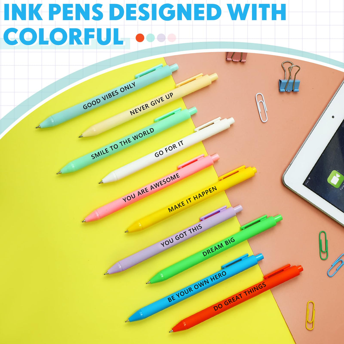 Crtiin 100 Pcs Inspirational Pens Bulk Nude Shades, Motivation