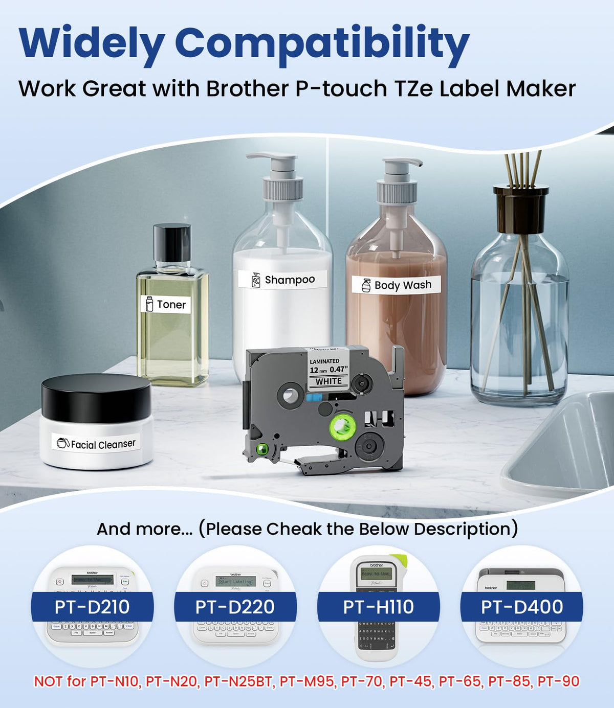 Freshworld 6-Pack Replace for Brother Label Maker Refills TZe-231 12mm 0.47
