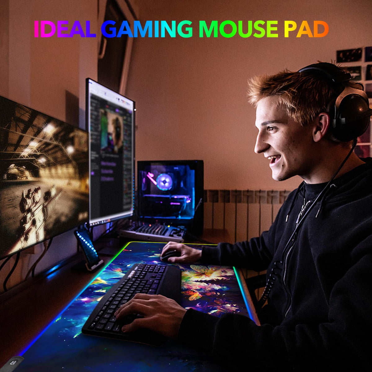 AIMSA RGB LED Gaming Mouse Pad, 14 Modes Glow Pad, Extra Large Gaming Mousepad, 35.4 x 15.8 inch