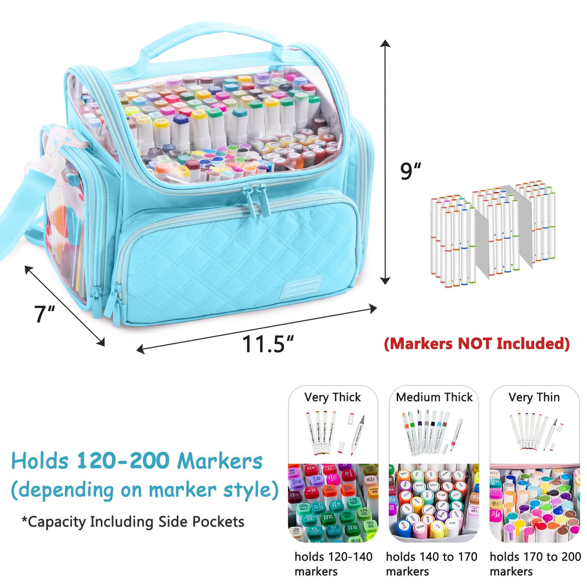 APOFFICE Large Marker Case for 150-200 Markers, Marker Organizer Bag