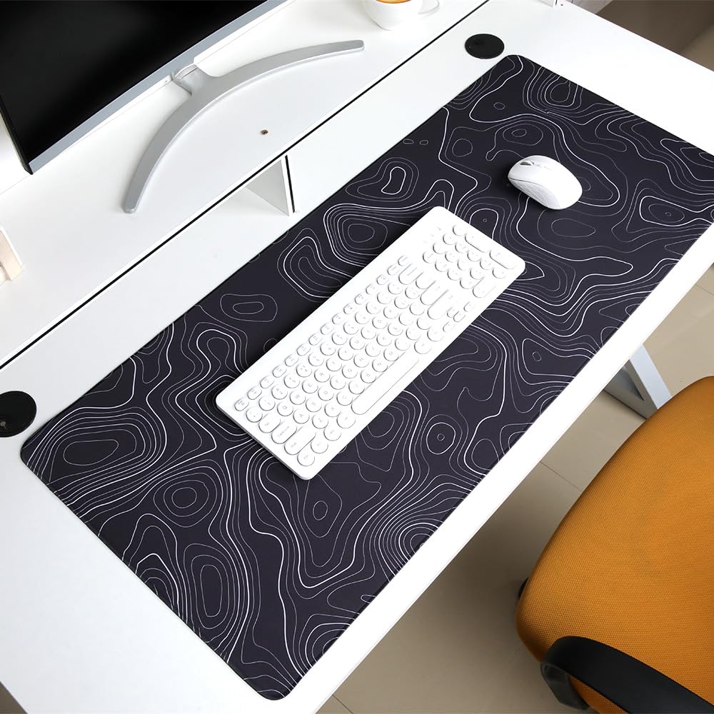 Meffort Inc Extra Large Extended Gaming Desk Mat Non-Slip Rubber Pads Stitched Edges Mouse Pad 35.4