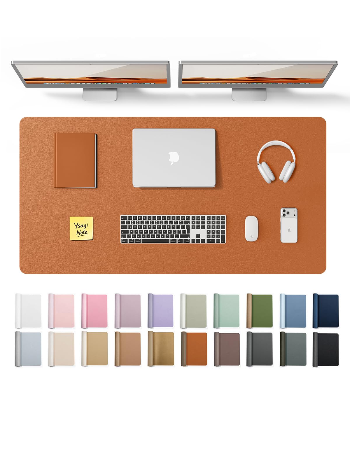 YSAGi Leather Desk Protector, Office Mat, Large Mouse Mat, Non-Slip PU Leather Blotter, Laptop Desk