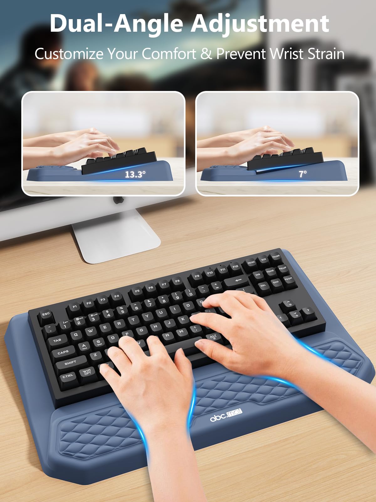 2-in-1 Ergonomic Keyboard Stand with Wrist Rest, Blue