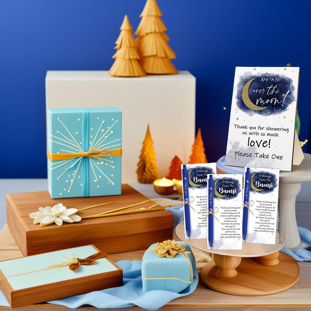 Sintuff 50 Set Baby Shower Party Favors for Guests, Dark Blue