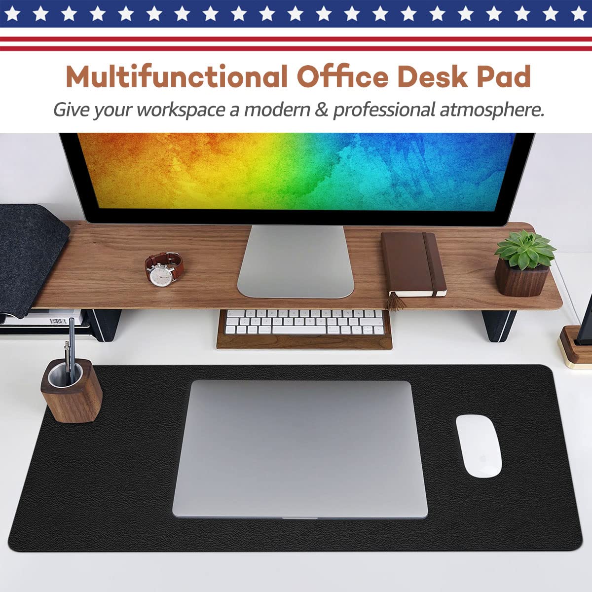 RostiKong Multifunctional Office Desk Pad Non-Slip Desk Mouse Pad Waterproof PU Leather Desk Table