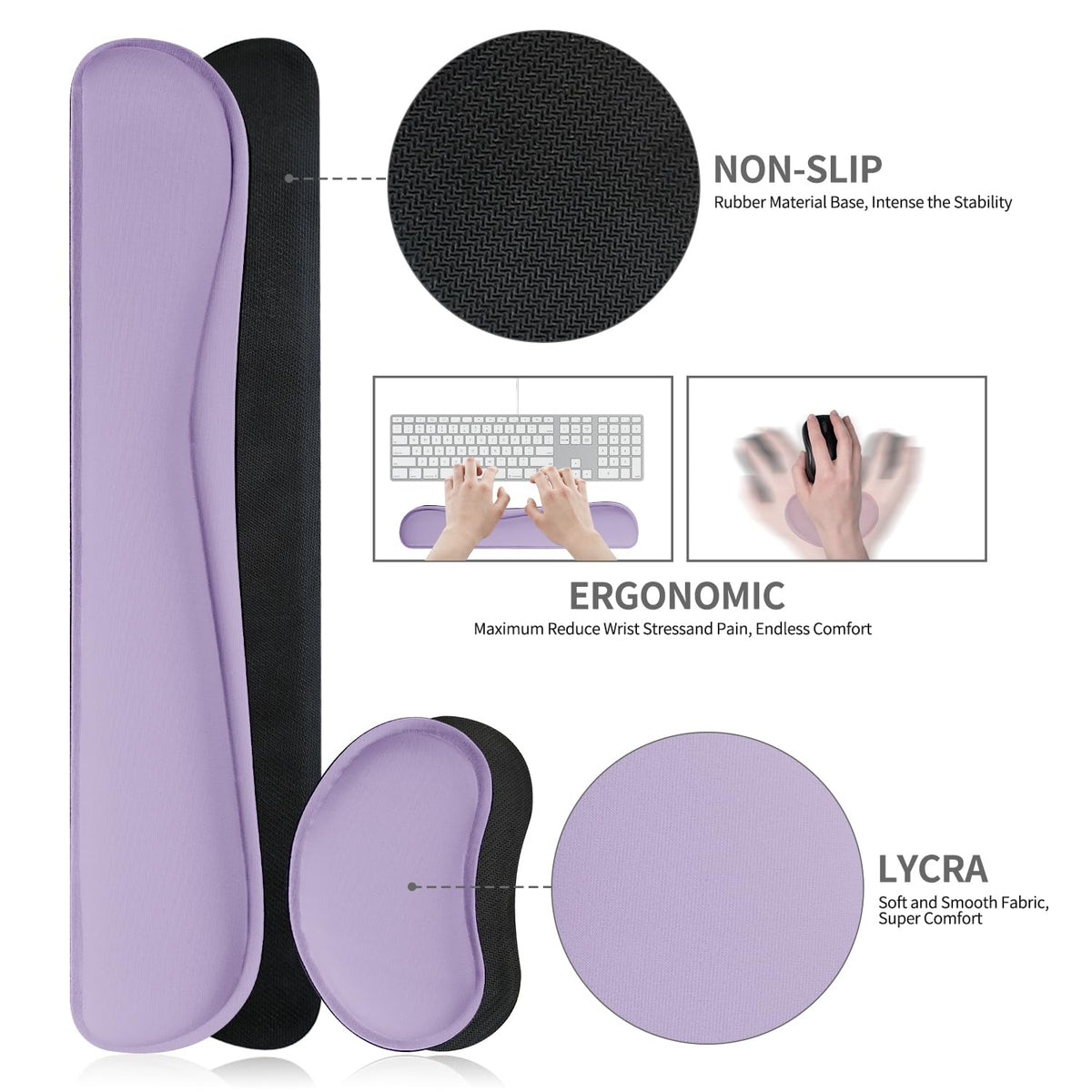 Meetcolor Keyboard and Mouse Pad, 3-in-1 Desk Mat Set Keyboard Wrist Rest