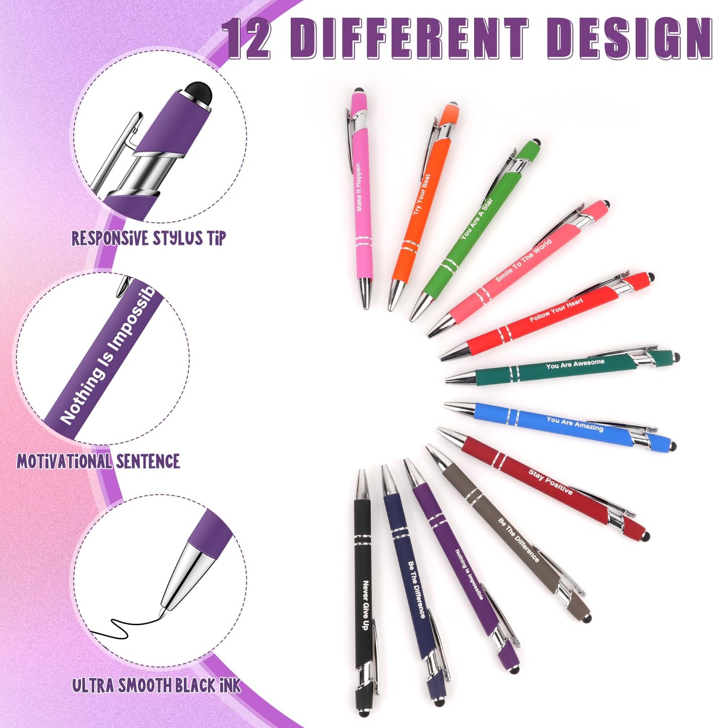 96 Pcs Bulk Motivational Pens Inspirational Notepads Set, Small Pocket Motivational Quote Notebooks