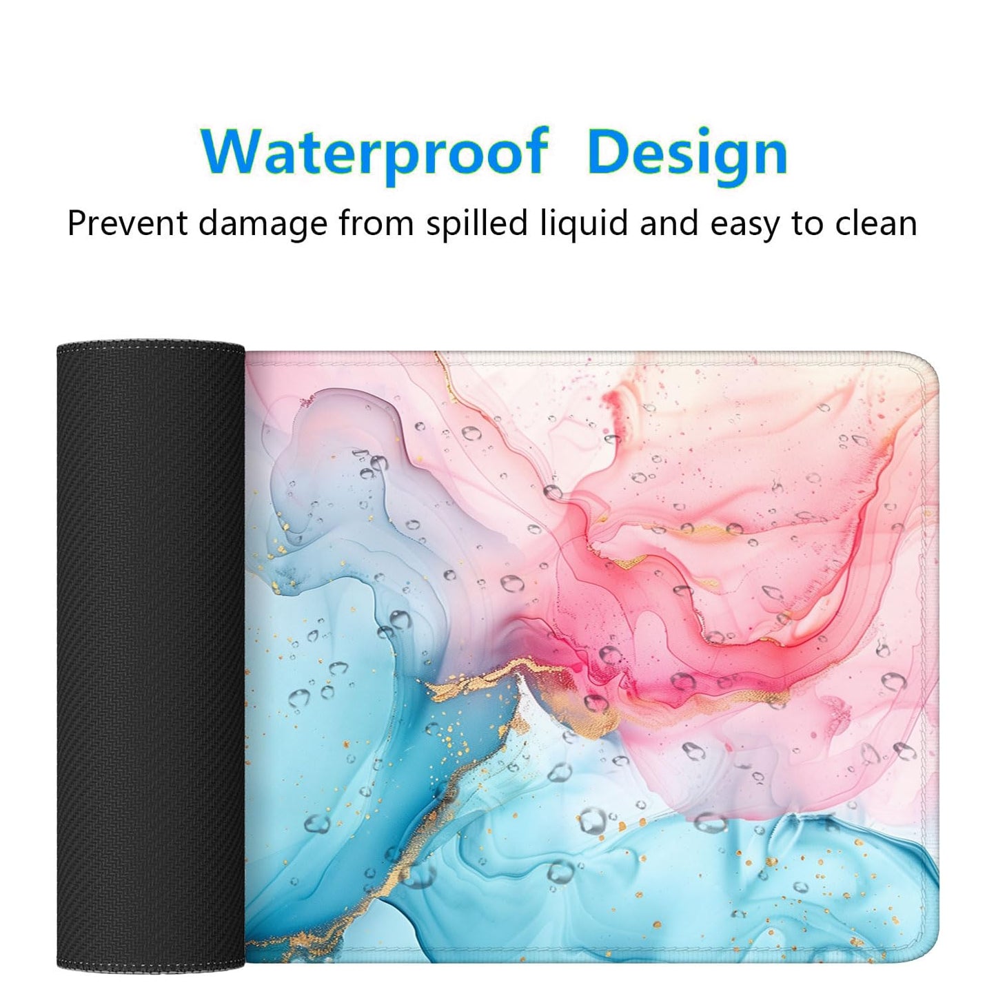 Pink Cyan Marble Desk Mat Blue Gold Marble Mousepad XL Large Gaming Mouse Pad Laptop Keyboard Mat