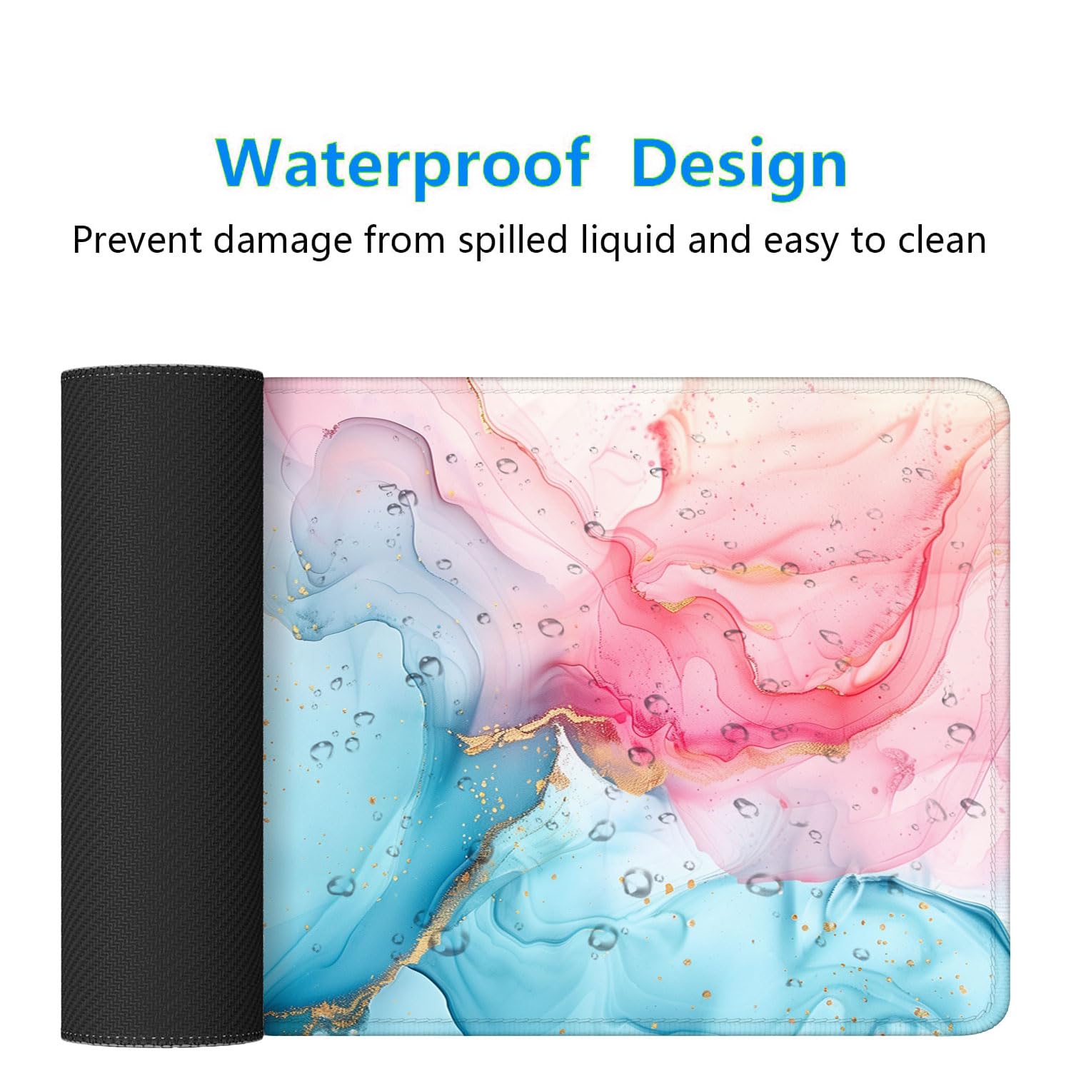 Pink Cyan Marble Desk Mat Blue Gold Marble Mousepad XL Large Gaming Mouse Pad Laptop Keyboard Mat
