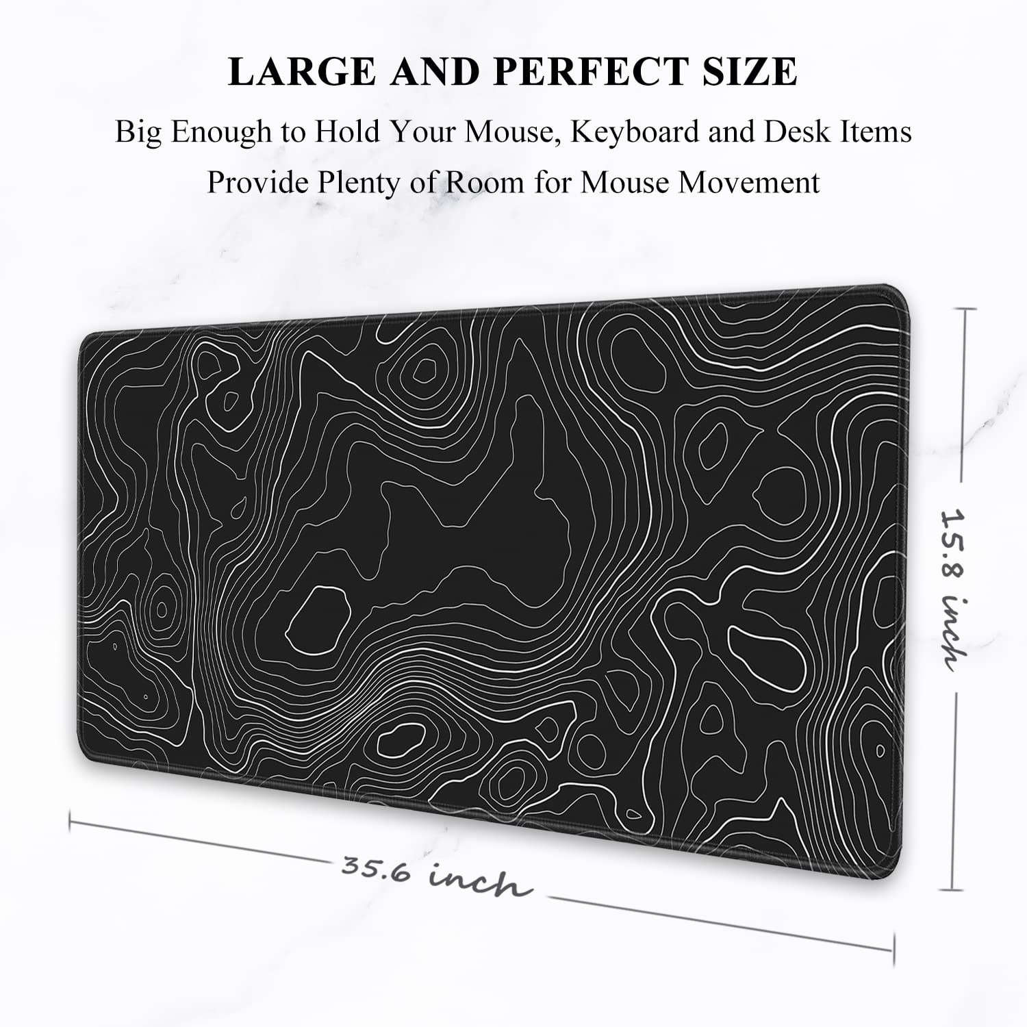 Auhoahsil Large Mouse Pad, XXL Desk Pad, Extened 35" x 15", Non-Slip Rubber Base, Stitched Edges
