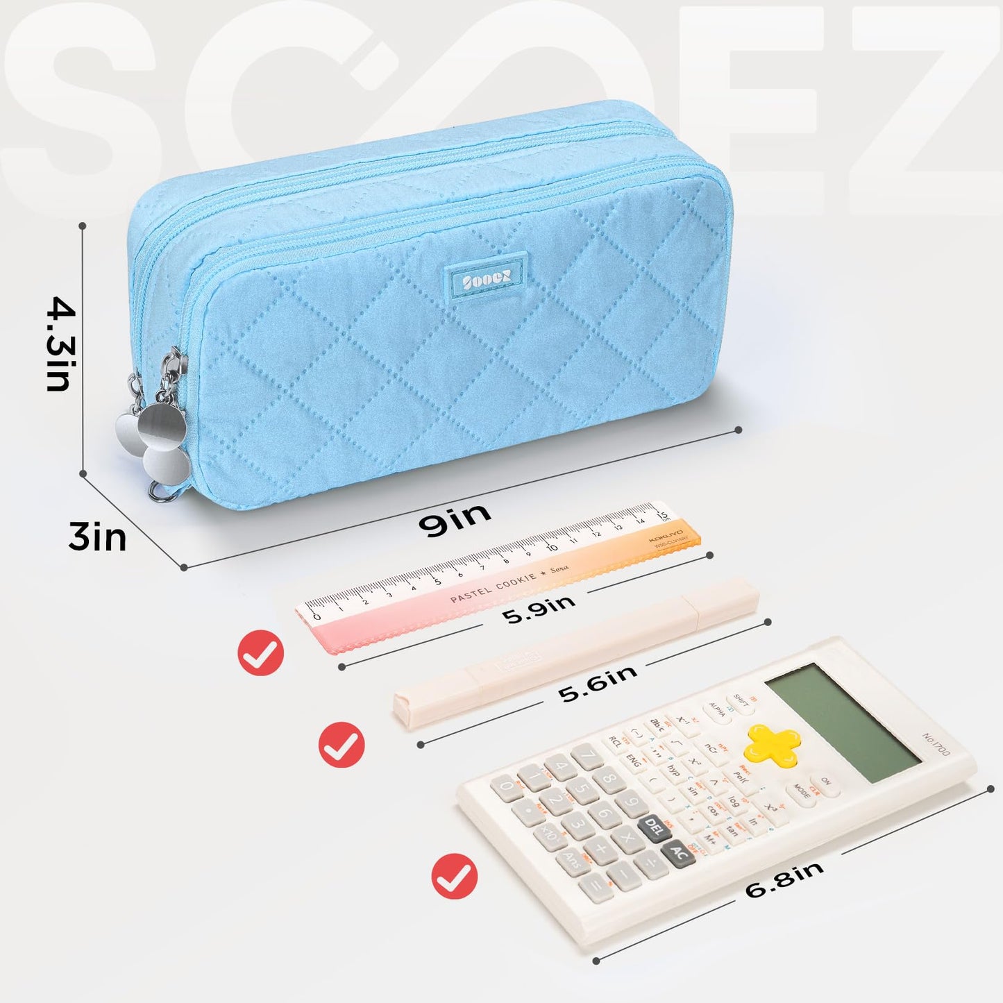 Sooez Large Pencil Case Pouch, Extra Big Pencil Bag with 8 Compartments