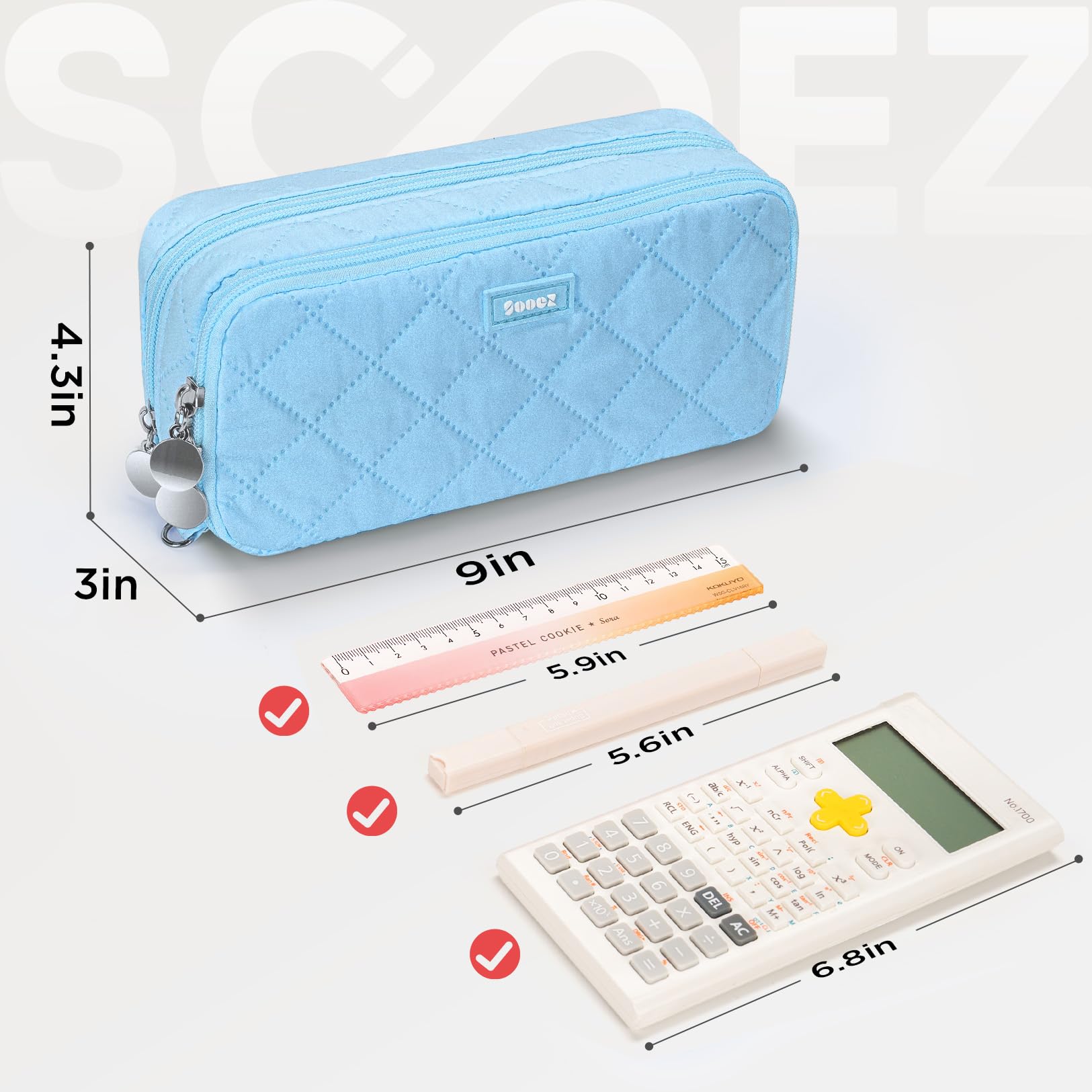 Sooez Large Pencil Case Pouch, Extra Big Pencil Bag with 8 Compartments