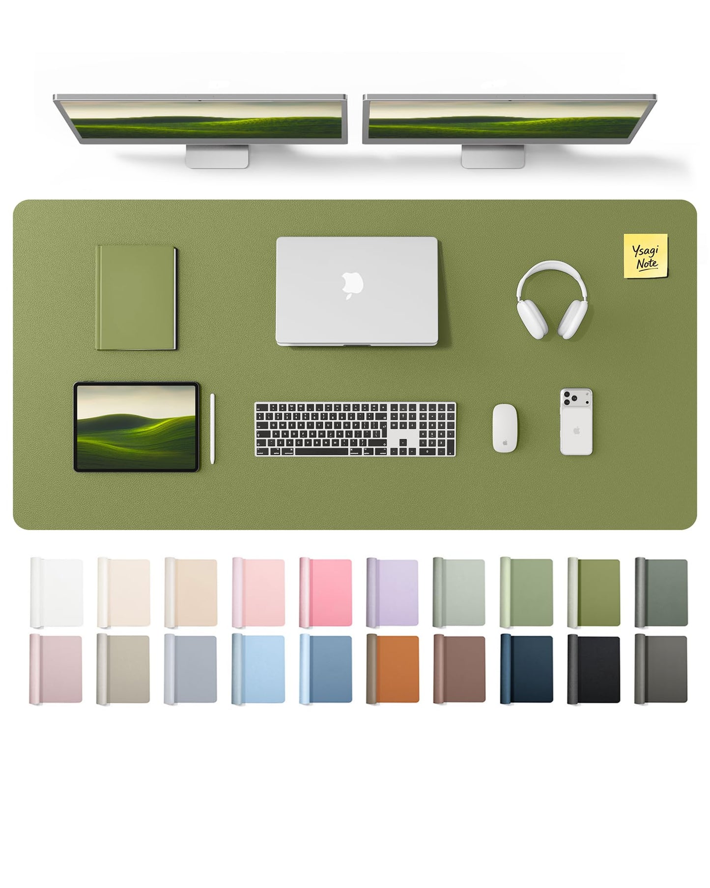YSAGi Leather Desk Pad Protector, Office Desk Mat, Large Mouse Pad, Non-Slip PU Leather Desk