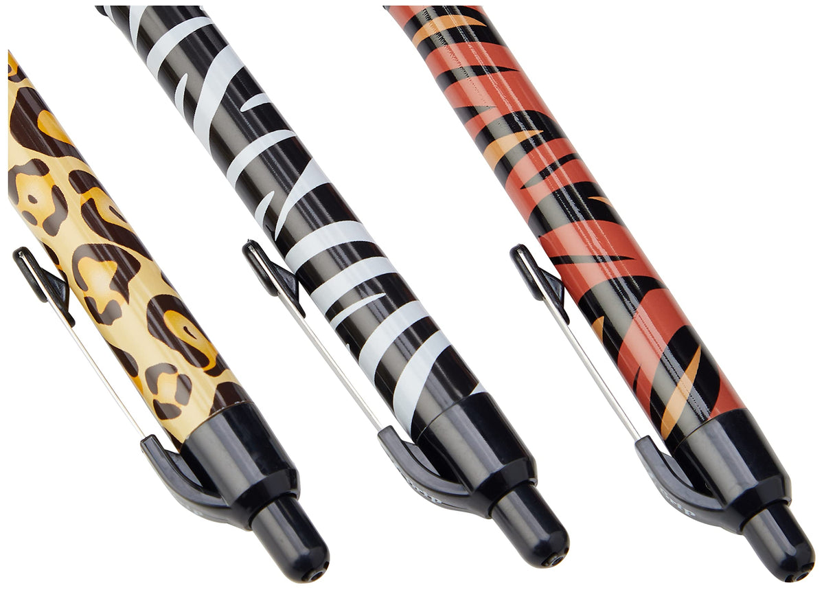 Zebra 2258 Z-Grip Black Ink Funky Animal Print Ballpoint Pen - (Pack of 5)