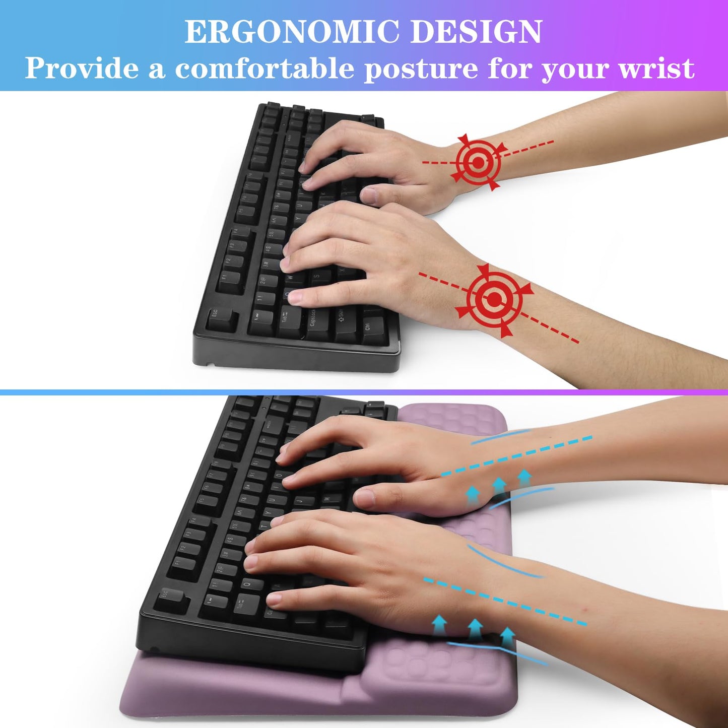 Computer Keyboard Stand with Wrist Rest, Ergonomic Tilted Keyboard Holder - Keyboard Riser with