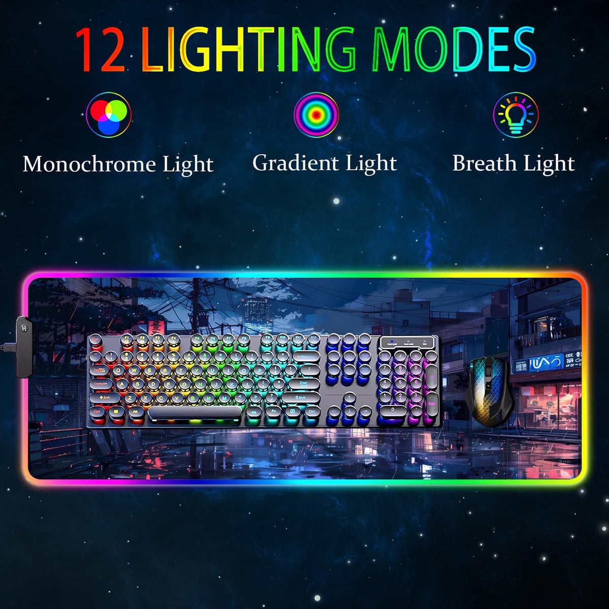 Armanza RGB Gaming Mouse Pad, Large Mousepad with Led Light, Gaming Accessories Keyboard Pad for
