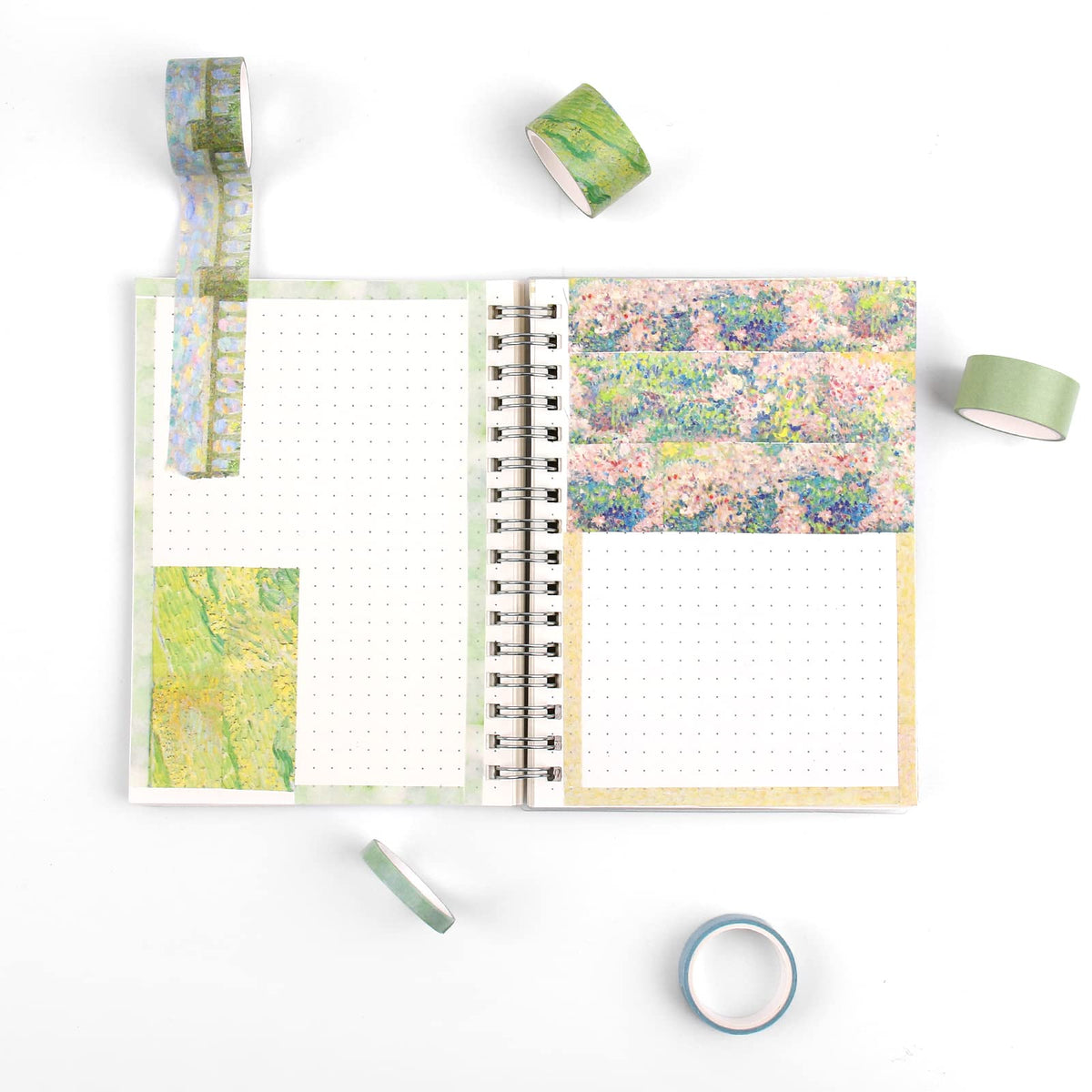 Dizdkizd Floral Green Washi Tape Set, 20 Rolls Cute Seasonal Masking Tape Aesthetic Journaling