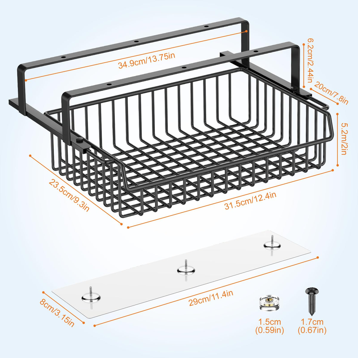 ENONCI Under Desk Drawer Slide Out No Drill Metal Storage Cabinet