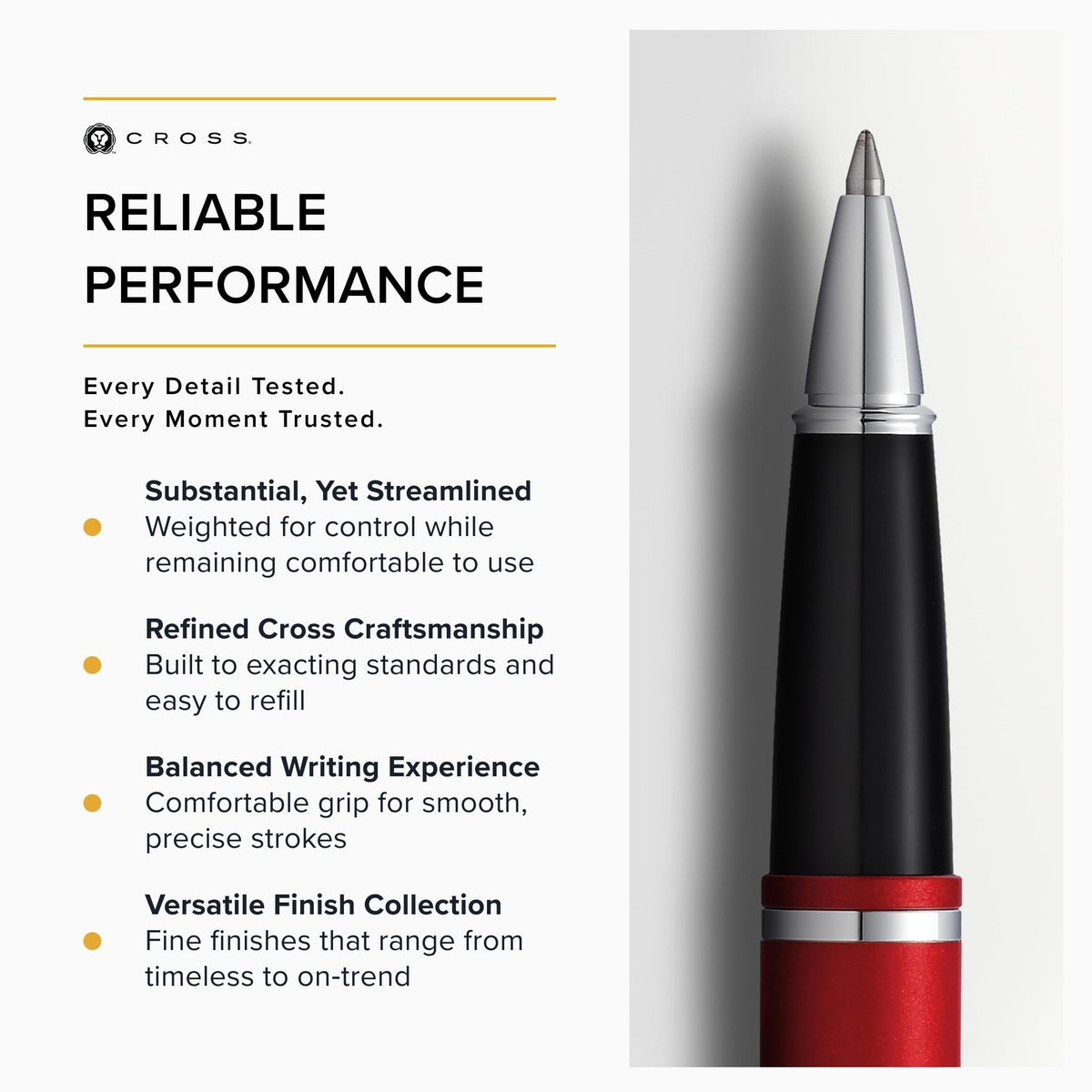 Cross Calais Rollerball Pen, Matte Metallic Crimson, Black Ink
