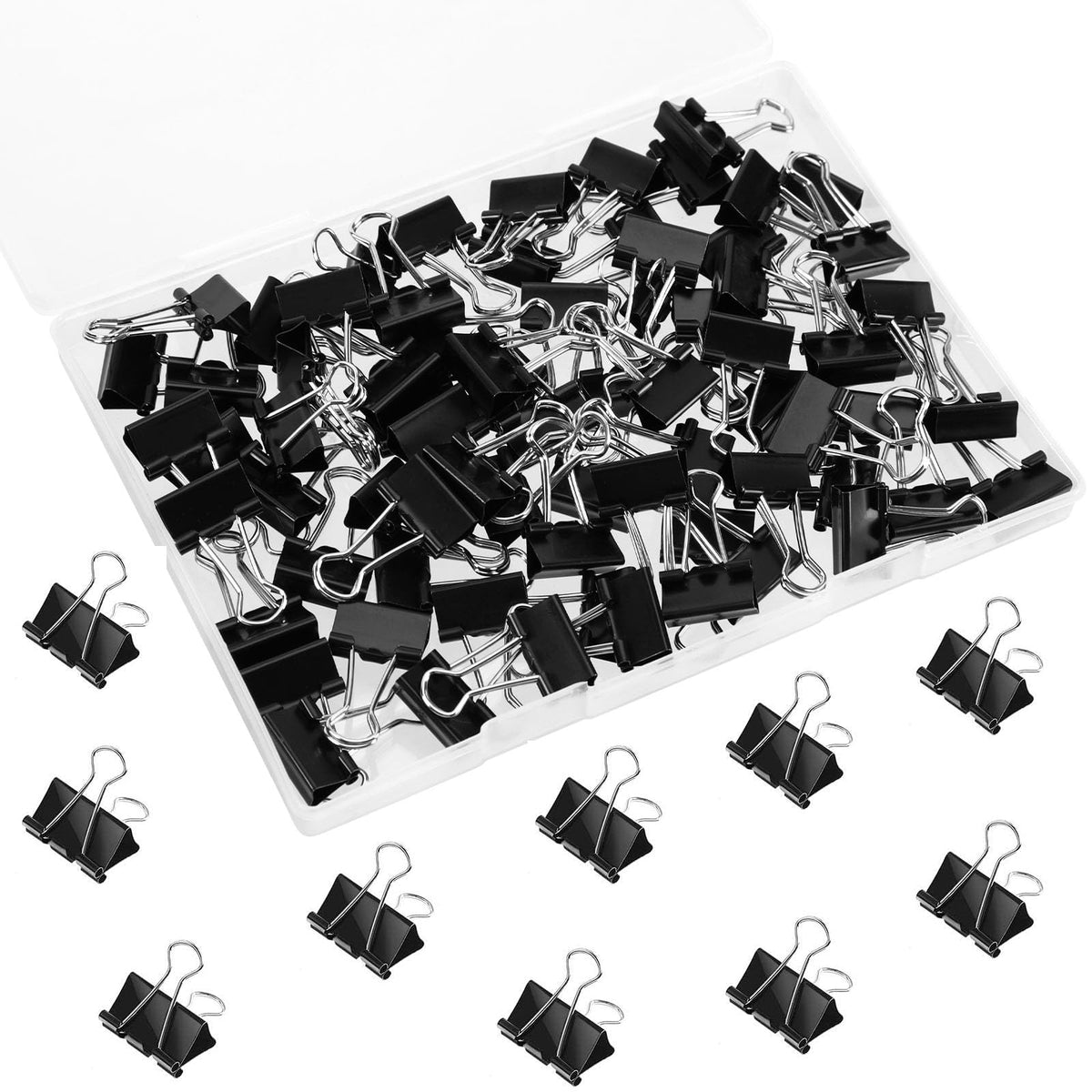 SANNIX 75 PCS Mini Binder Clips, 3/4 inch 19mm Binder Clips Black Paper Clamps Small Size for