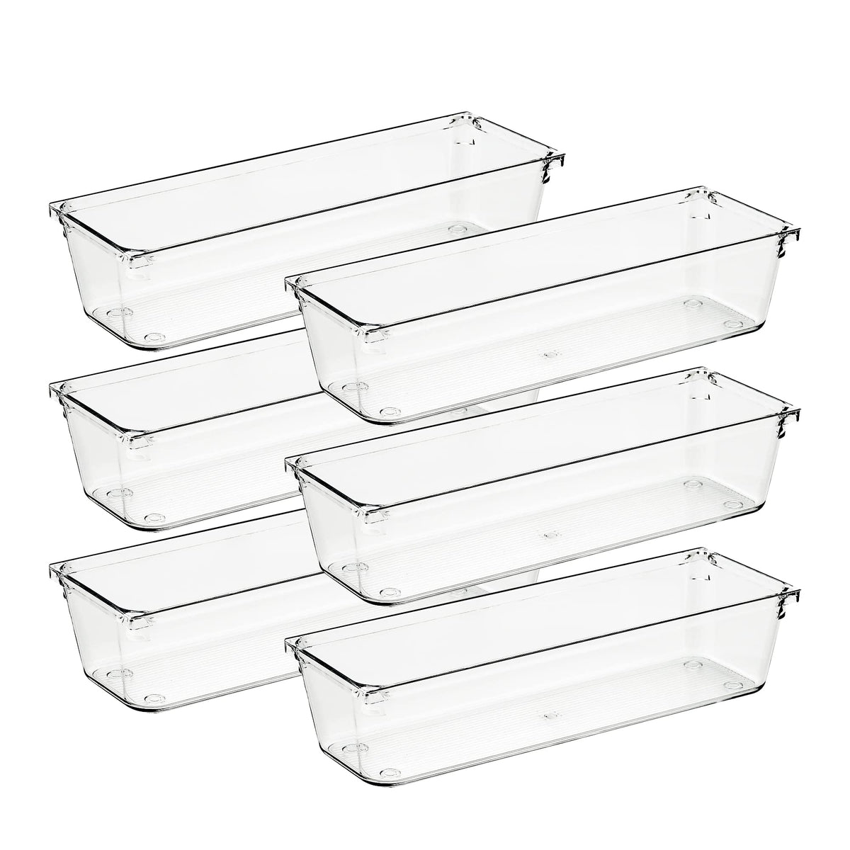 Ravinte 6 Pack Drawer Organizer, 3" x 9" Plastic Storage Bins