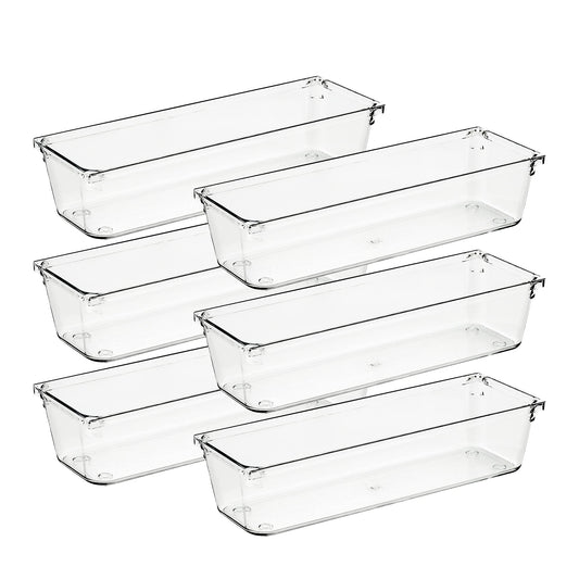 Ravinte 6 Pack Drawer Organizer, 3" x 9" Plastic Storage Bins