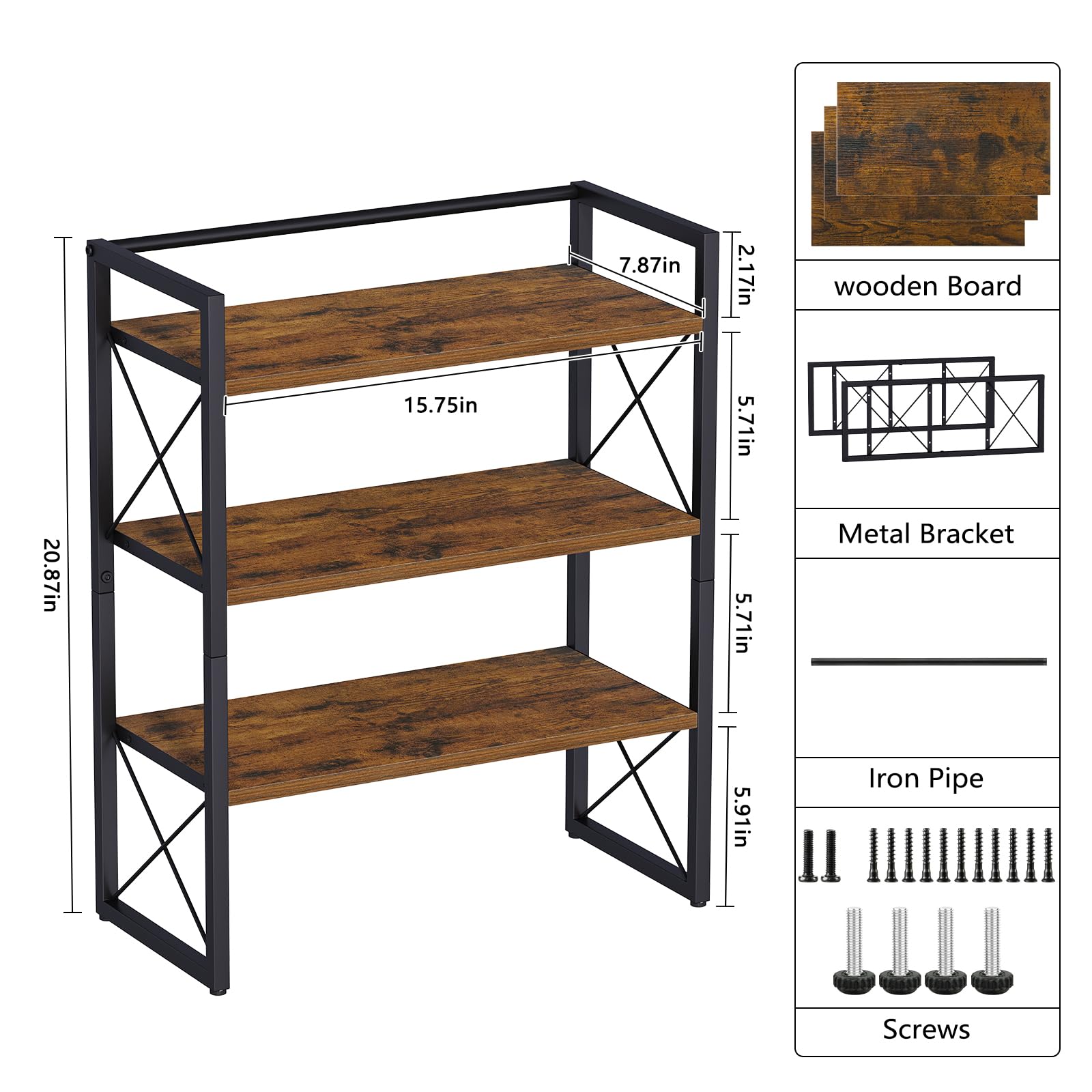 YINMIT Desk Shelf Organizer for Top of Desk with 3-Tier Open Shelves