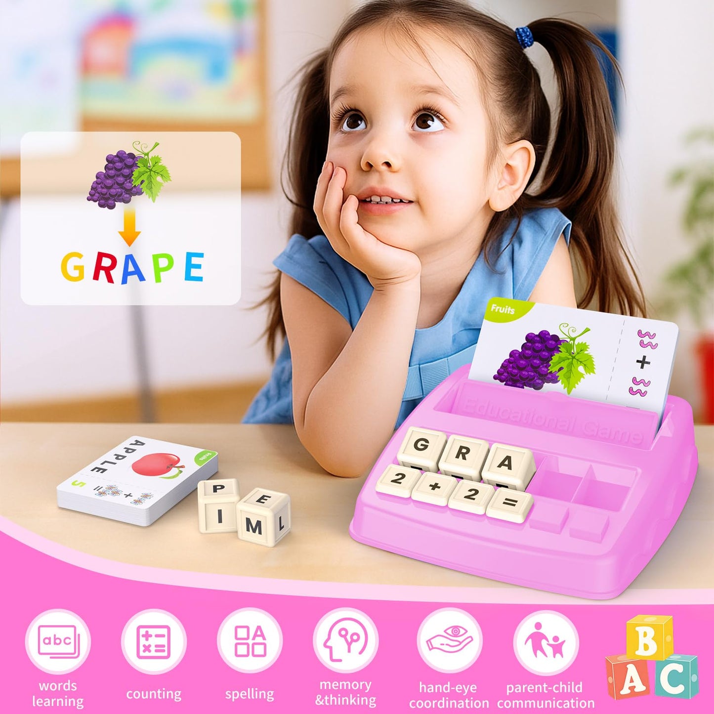 DEGIDEGI Educational Toys for Kids Ages 3-8, Matching Letter Spelling Game ABC Learning, Learning
