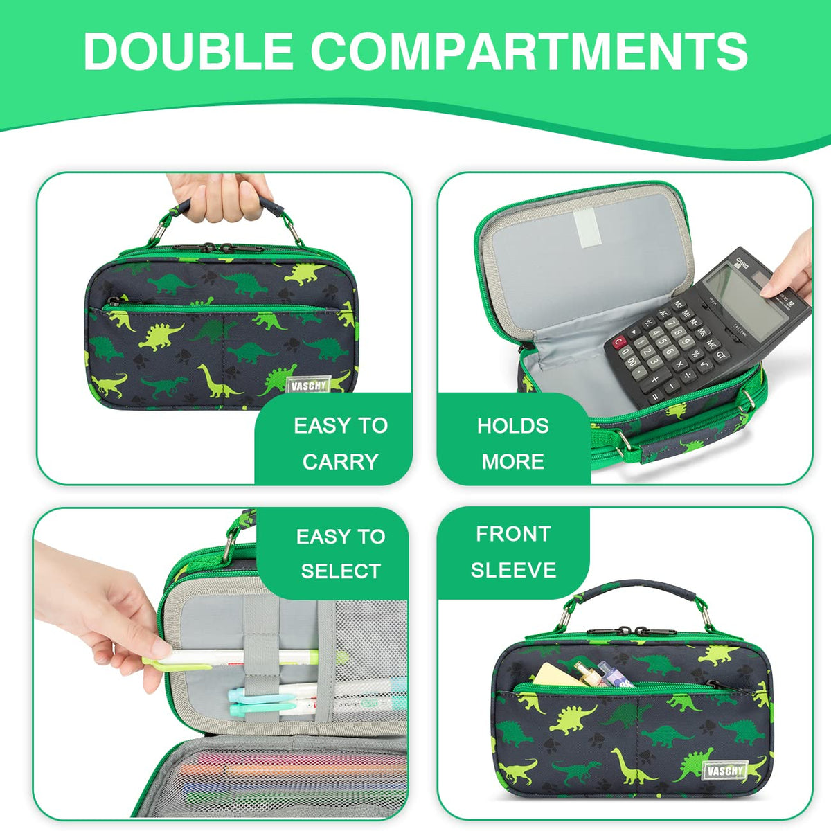 VASCHY Pencil Case for Boys, Aesthetic Kawaii Large Pencil Pouch Stationary Pencil Bag/Box for