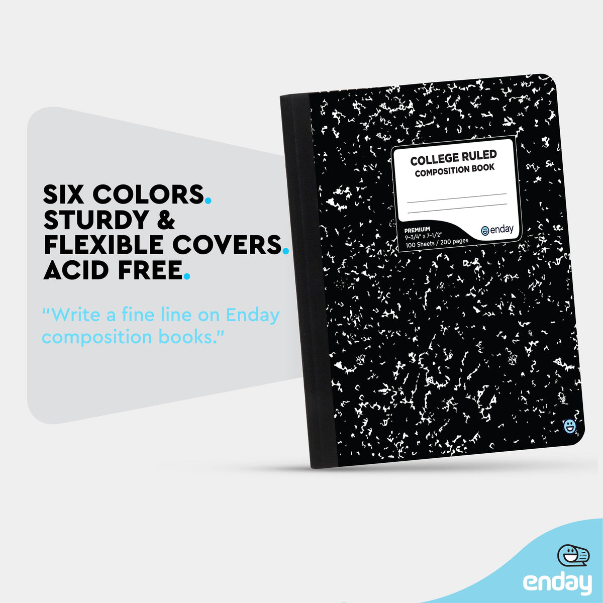 Enday Composition Notebook Hard Cover Marble composition notebook, 100 Sheets, Composition