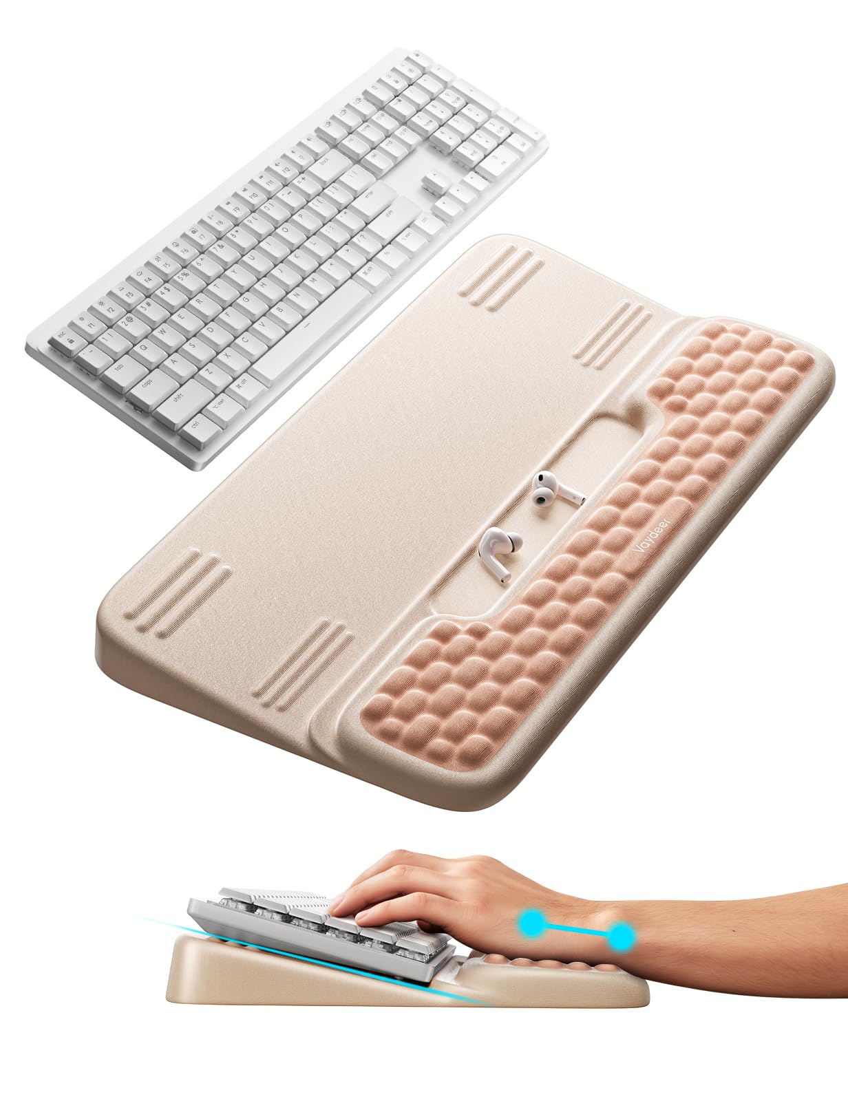 Vaydeer Keyboard Stand with Wrist Rest, Gaming Wrist Support Pad, Ergonomic Hand Rest Arm Soft