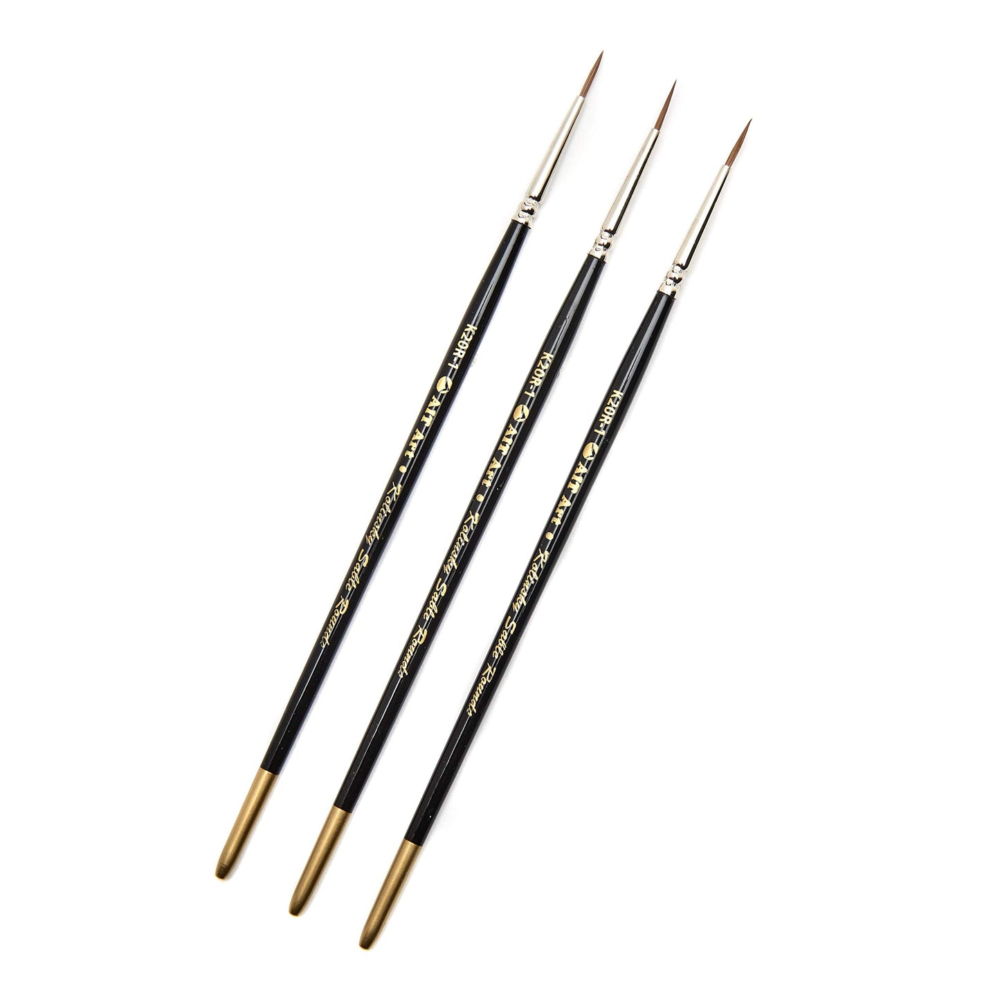 AIT Art Premium Round Detail Kolinsky Paint Brushes, Size 1, Pack of 3, Pure Russian Red Sable