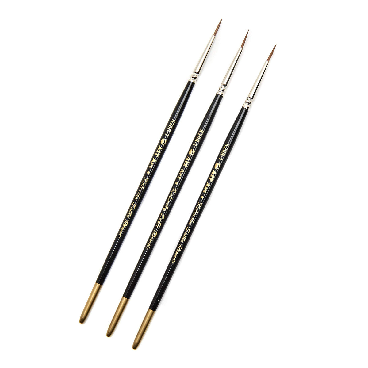AIT Art Premium Round Detail Kolinsky Paint Brushes, Size 1, Pack of 3, Pure Russian Red Sable