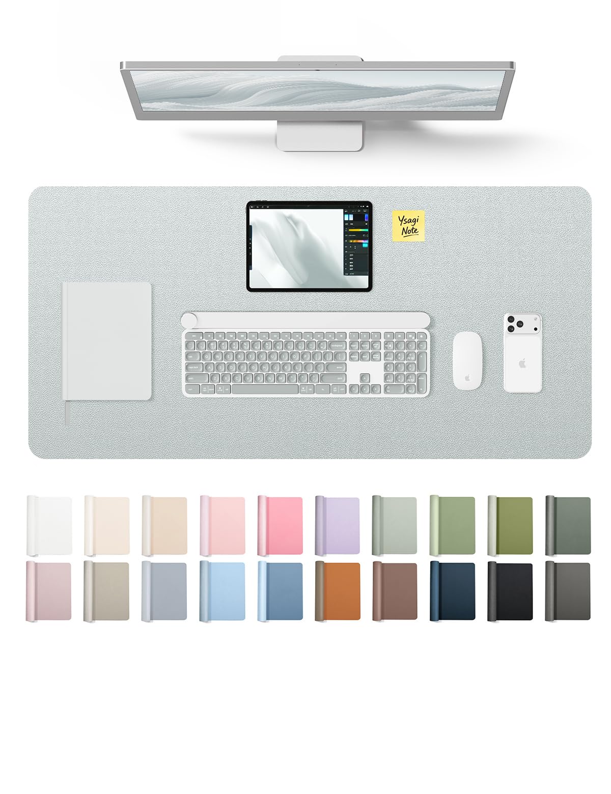 YSAGi Leather Desk Pad Protector, Office Desk Mat, Large Mouse Pad, Non-Slip PU Leather Desk