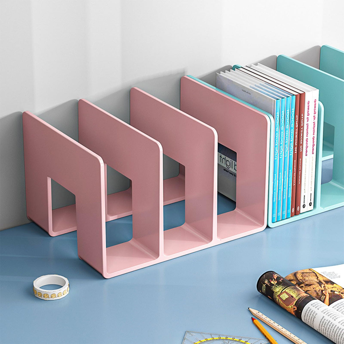 Zhousensen 2PCS Acrylic File Organizer for Desk, Desktop Document/Mail Organizer, 4 Compartments