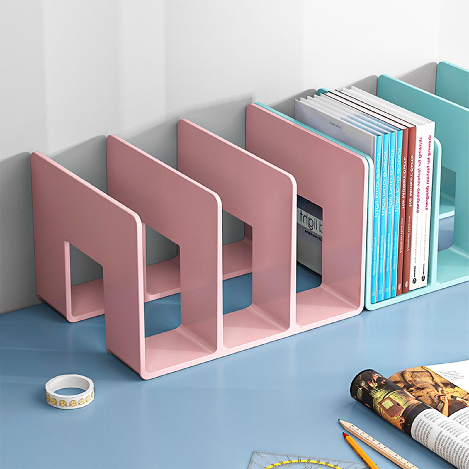 Zhousensen 2PCS Acrylic File Organizer for Desk, Desktop Document/Mail Organizer, 4 Compartments