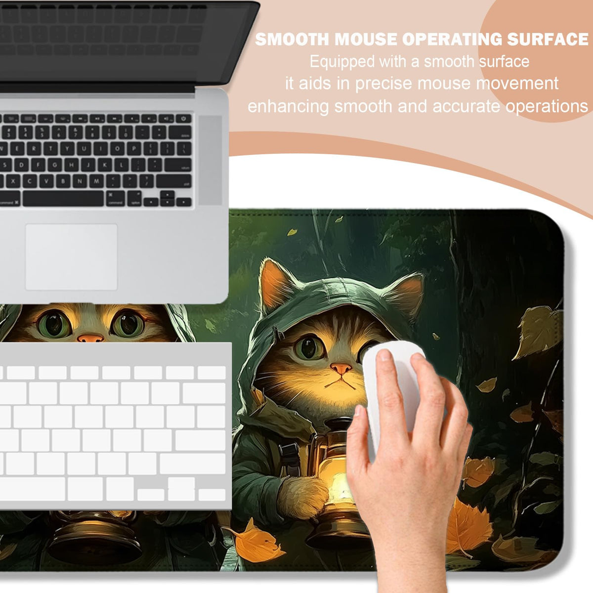 AYKDTFN Forest Cat Large Mouse Pad & Desk Mat for Gaming, Office & Home