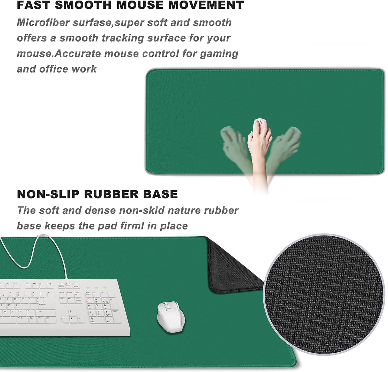 Large Gaming Mouse Pad, XXL Extended Computer Keyboard Mouse Mat with Stitched Edges, 31.5" x 15.7"