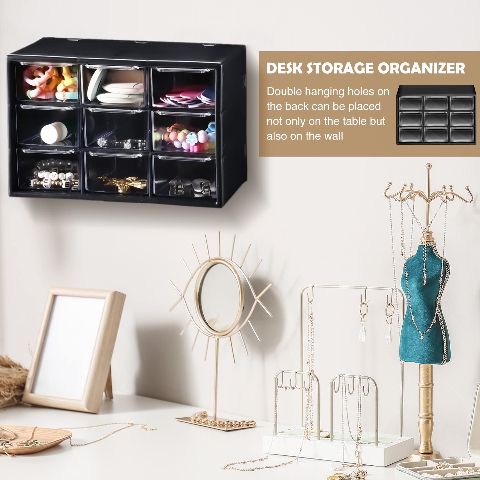 Amyhill 6 Pcs Mini Drawer Organizer Small Organizer with 9 Drawers Plastic Desktop Craft Storage