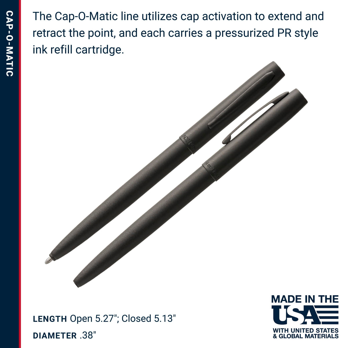 Fisher Space Pen Military Cap-O-Matic Pen, Black Ink