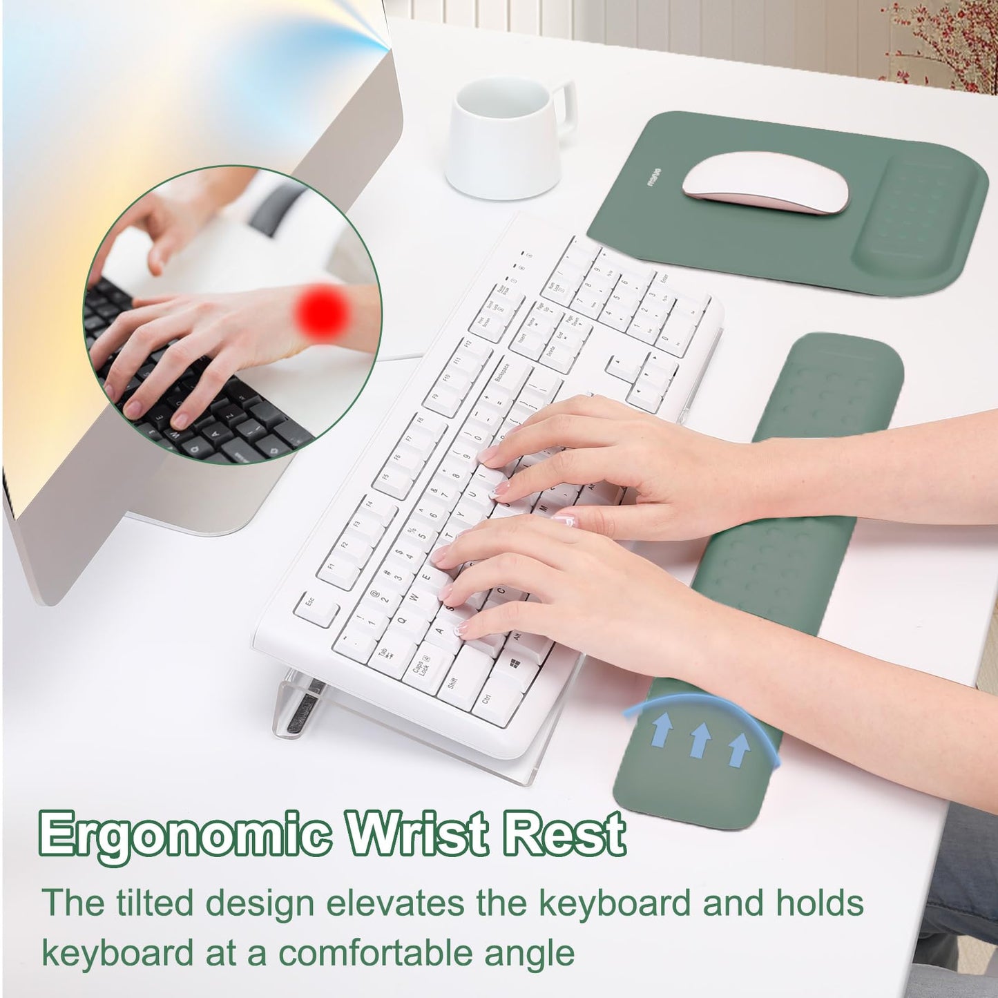 MOSISO Keyboard Stand&Wrist Rest Support for Keyboard &Mouse Pad Set