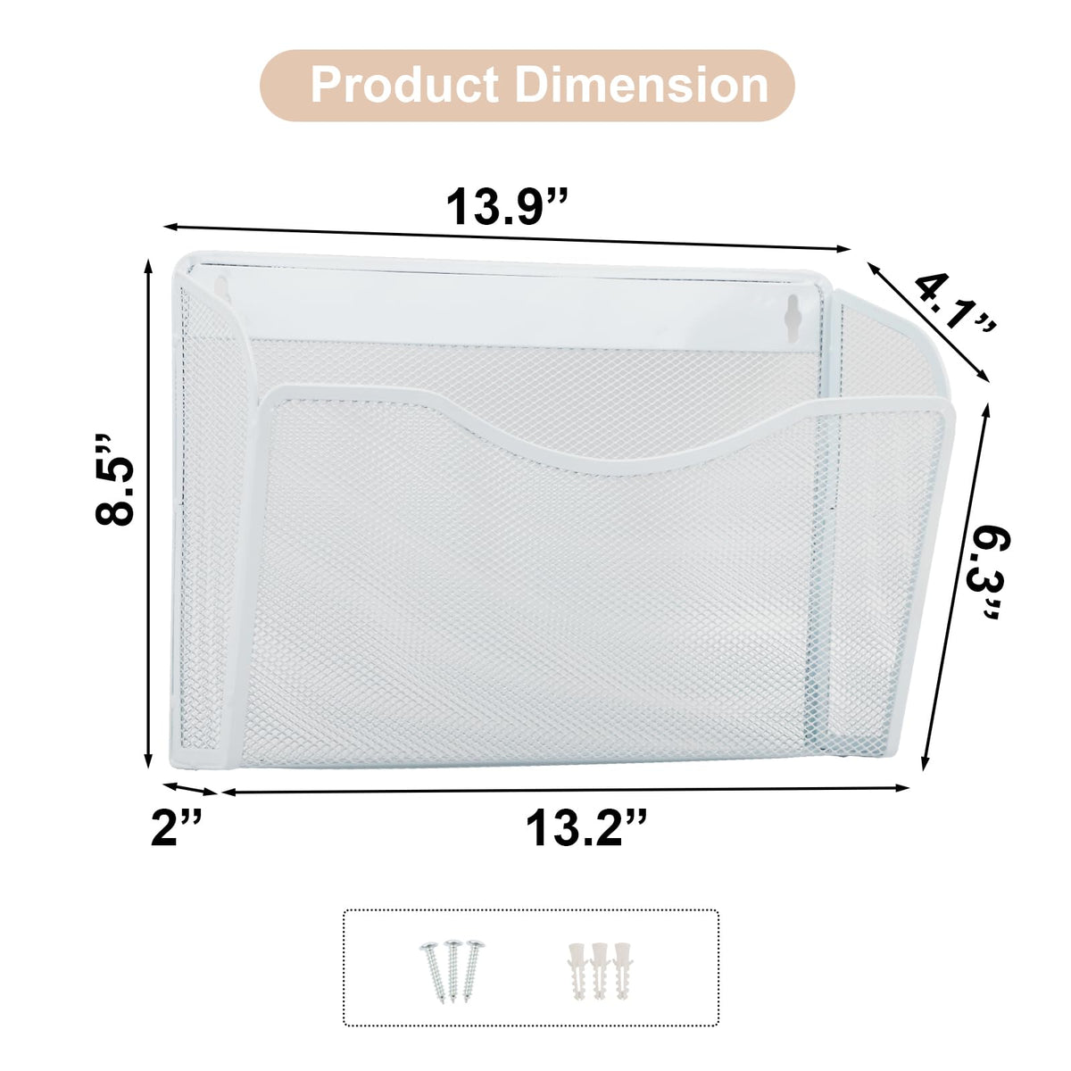 EASEPRES 3 Single Pocket Mesh Hanging File Organizer, Vertical Wall Mounted Magazine File Holder