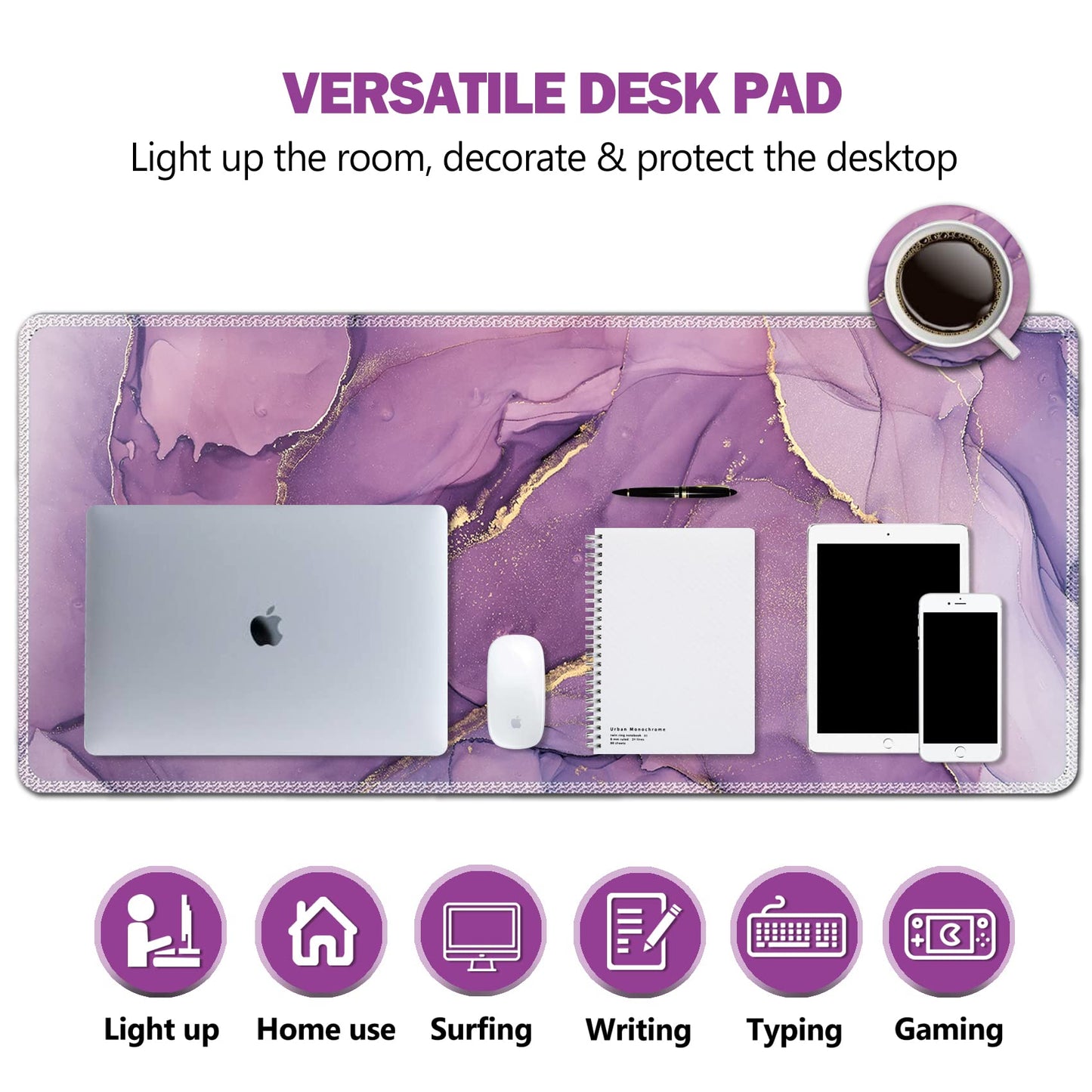 AIMSA Large Gaming Mouse Pad, XXL Keyboard Mouse Mat Extended Desk Pad with Stitched Edges, Durable