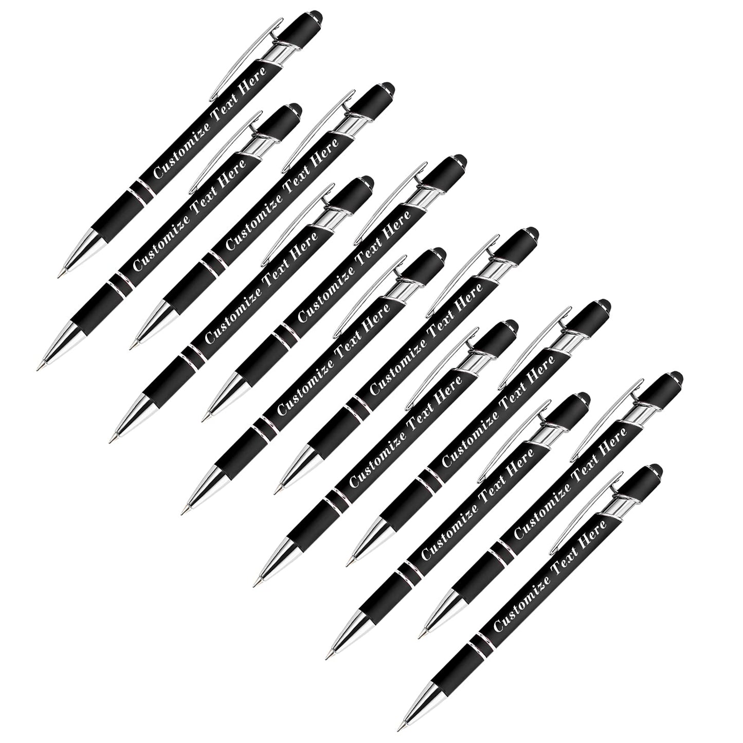 Personalized Pens Bulk with Stylus Tip 12 Pcs Custom Engraving Ballpoint Pens with Name Message