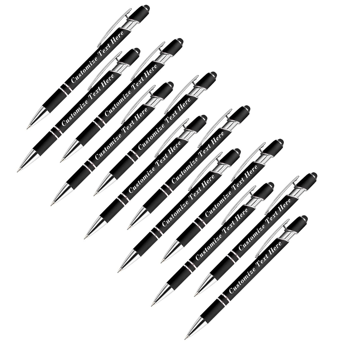 Personalized Pens Bulk with Stylus Tip 12 Pcs Custom Engraving Ballpoint Pens with Name Message