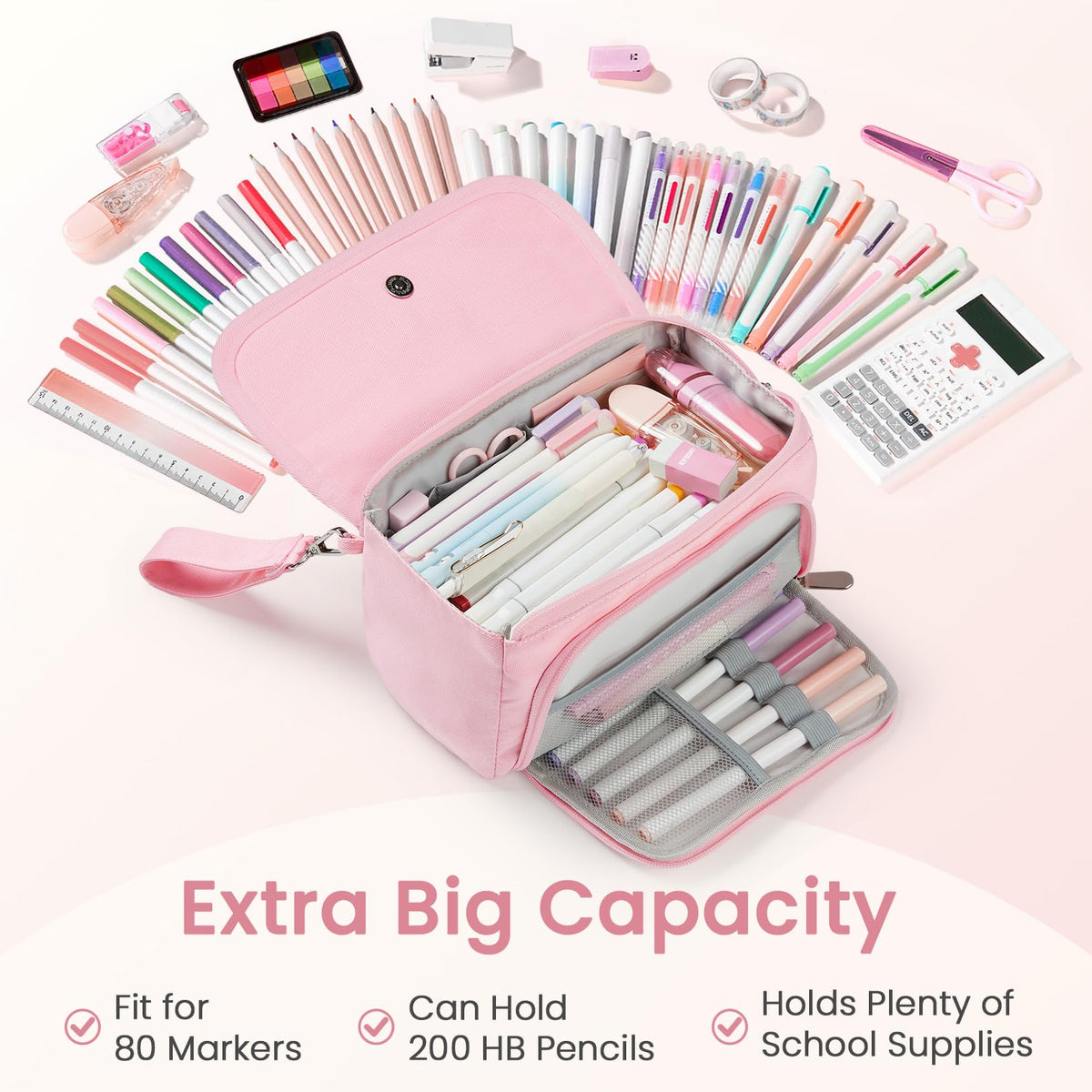 Sooez Super Large Pencil Case, Big Capacity Pencil Bag with 3 Compartments