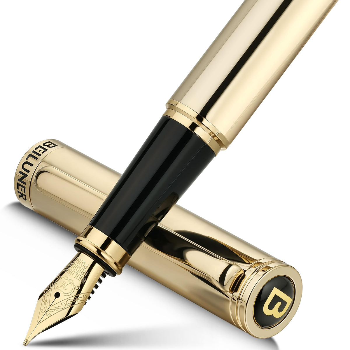BEILUNER Gold Fountain Pen,Stunning Luxury Pens with 24K Gold Finish, Gorgeous 24K Gilded